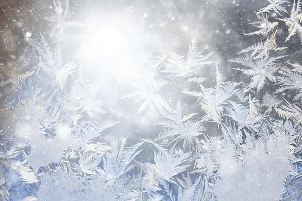 Astratto Inverno Sfondo Hoarfrost Gelo Ghiaccio Neve Stagionale — Foto Stock