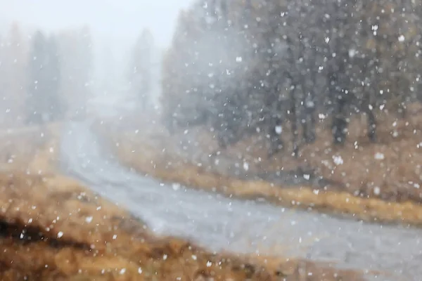 冬の高速道路の降雪背景霧の視界不良 — ストック写真