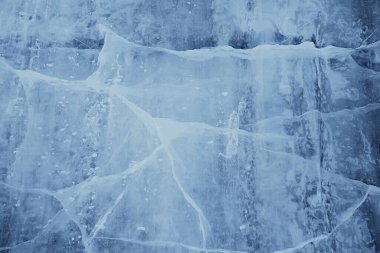 Buz dokusu Baykal 'ı çatlatıyor, soyut arkaplan kış buzu şeffaf mavi