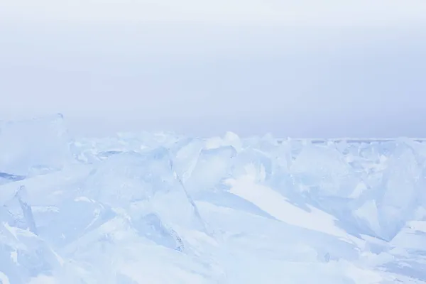 Esmagado Azul Gelo Hummocks Baikal Inverno Fundo — Fotografia de Stock