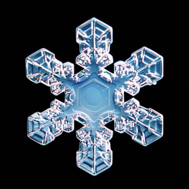 Kar taneleri siyah arka planda izole edildi. Doğal fotoğraf kristal kış tasarımı.