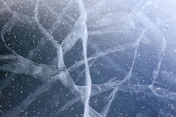 Ghiaccio Texture Crepe Baikal Astratto Sfondo Inverno Ghiaccio Trasparente Blu — Foto Stock