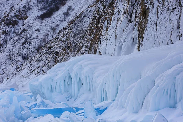 Éclaboussures Glace Rochers Baikal Vue Abstraite Hiver — Photo