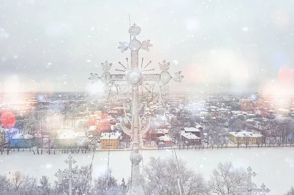 Wologda Kathedrale Winterlandschaft Luftaufnahme Von Der Drohne — Stockfoto