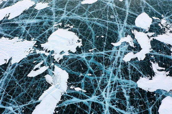 Текстура Вид Сверху Льда Трещины Прозрачный Абстрактный Фон Зимой — стоковое фото