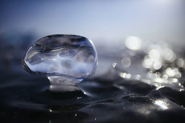 Pedaço Baikal Gelo Gelo Natureza Inverno Temporada Água Cristalina Transparente — Fotografia de Stock