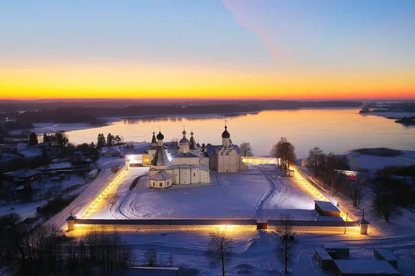 Ferapontovo Winter Klosterlandschaft Ansicht Von Oben Weihnachten Religion Architektur Hintergrund — Stockfoto