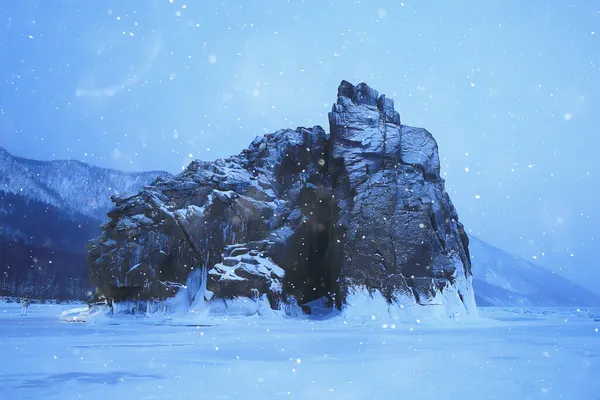 Olkhon Baikal Vinter Landskap Ryssland Vinter Säsong Utsikt Sjö Baikal — Stockfoto