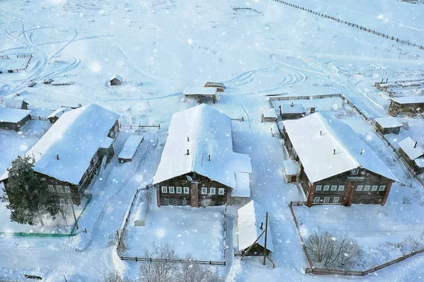 Kimzha Village Vue Dessus Paysage Hivernal Russe Nord Arkhangelsk District — Photo
