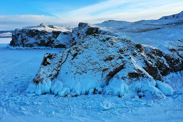 Baikal Olkhon Inverno Paisagem Montanhas Pedras Rússia Vista — Fotografia de Stock
