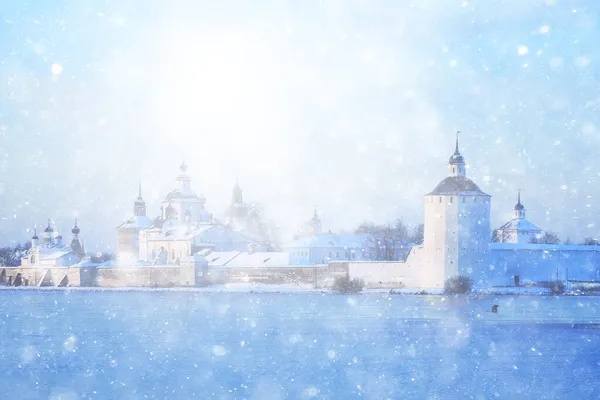 Landskap Kloster Vinter Vologda Ferapontovo Kirillov Ryska Norr — Stockfoto