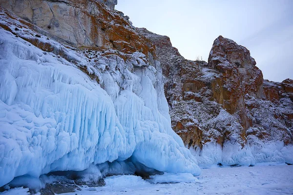 Olkhon Ilha Baikal Inverno Paisagem Rússia Inverno Temporada Vista Lago — Fotografia de Stock