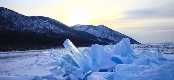 Winter Landschap Olkhon Eiland Meer Baikal Reizen Rusland — Stockfoto