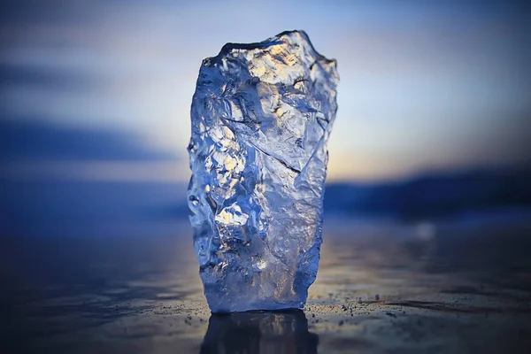 Stück Eis Baikal Auf Eis Natur Wintersaison Kristall Wasser Transparent — Stockfoto