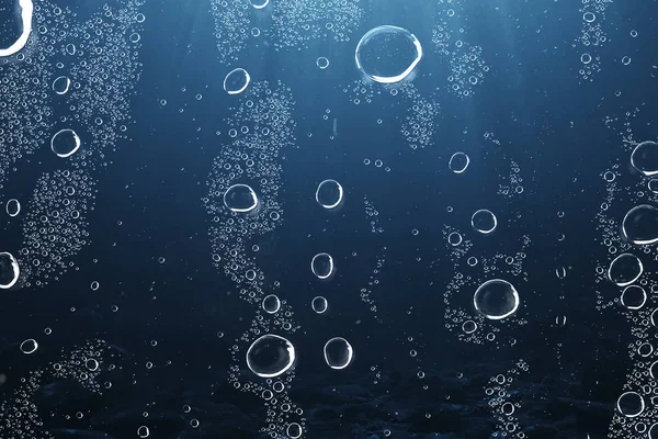 Levegő Buborékok Víz Alatti Kék Háttér Óceán Mélysége Búvárkodás — Stock Fotó