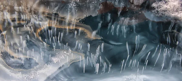 Textura Hielo Burbujas Aire Baikal Gas Hidrógeno Sulfuro Naturaleza Invierno —  Fotos de Stock