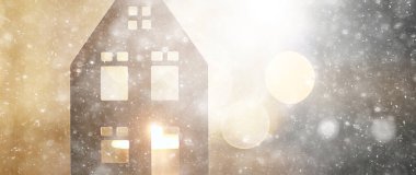 Noel dekorasyonu akşam evi ışıkları arka plan soyut tatil dekoru