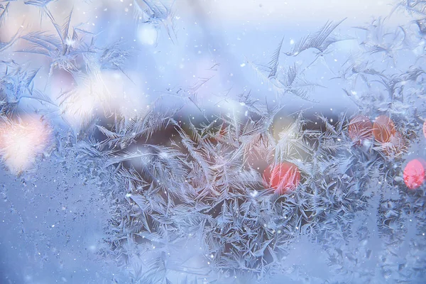 Матовые Узоры Оконном Стекле Абстрактный Фон Зимний Снег — стоковое фото