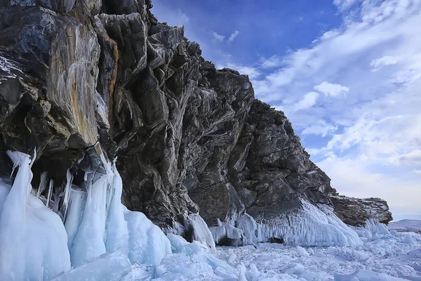 Olkhon Ostrov Bajkal Zimní Krajina Rusko Zimní Sezóna Pohled Jezero — Stock fotografie