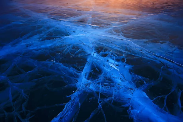 Buz Dokusu Baykal Çatlatıyor Soyut Arkaplan Kış Buzu Şeffaf Mavi — Stok fotoğraf