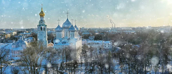 Catedrala Vologda Peisaj Iarnă Vedere Aeriană Dronă — Fotografie, imagine de stoc