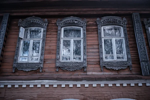 Ramen Een Oud Houten Huis Russisch Noord Architectuur Ontwerp — Stockfoto