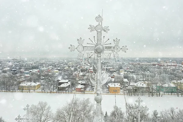 ヴォルダ大聖堂の冬景色ドローンからの空中風景 — ストック写真