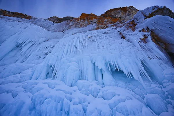 Éclaboussures Glace Rochers Baikal Vue Abstraite Hiver — Photo