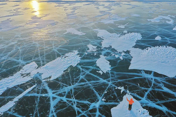 テクスチャアイストップビュークラック透明抽象的な背景冬 — ストック写真