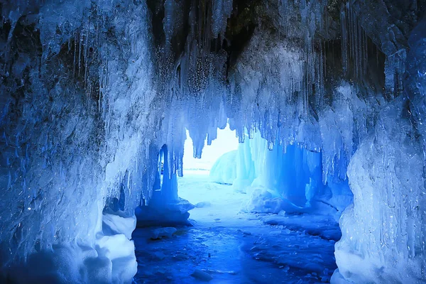 Caverna Gelo Inverno Congelado Natureza Fundo Paisagem — Fotografia de Stock