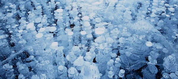 Υφή Φυσαλίδες Πάγου Αέρα Αέριο Baikal Υδρόθειο Φύση Χειμερινό Φόντο — Φωτογραφία Αρχείου