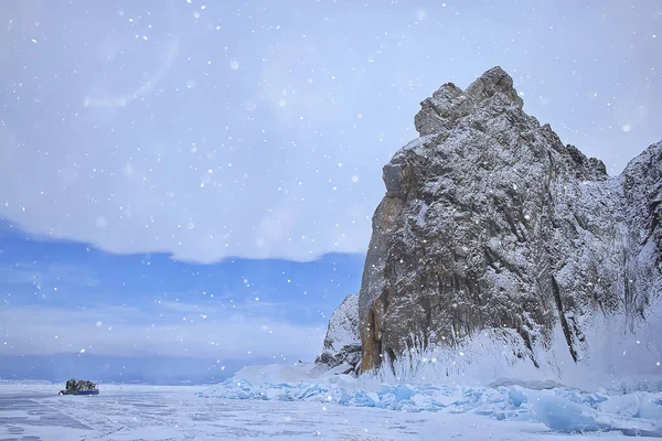 Olkhon Isola Baikal Paesaggio Invernale Russia Vista Stagione Invernale Lago — Foto Stock