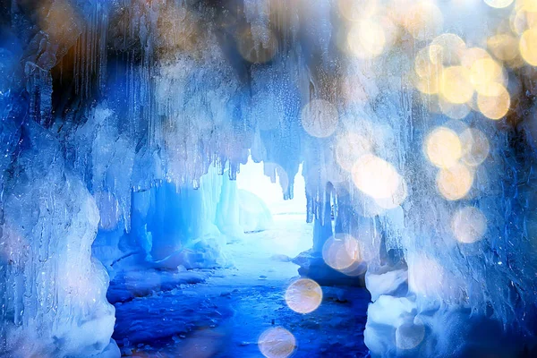 Ghiaccio Grotta Inverno Congelato Natura Sfondo Paesaggio — Foto Stock