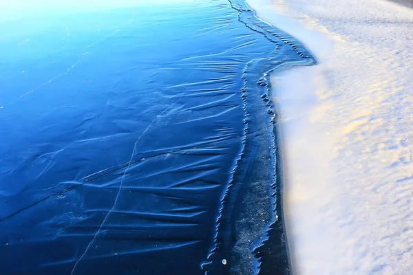 Ice Texture Cracks Baikal Abstract Background Winter Ice Transparent Blue — Stock Photo, Image