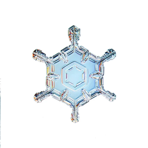 Sneeuwvlok Geïsoleerd Object Witte Achtergrond Natuurlijke Foto Kristal — Stockfoto