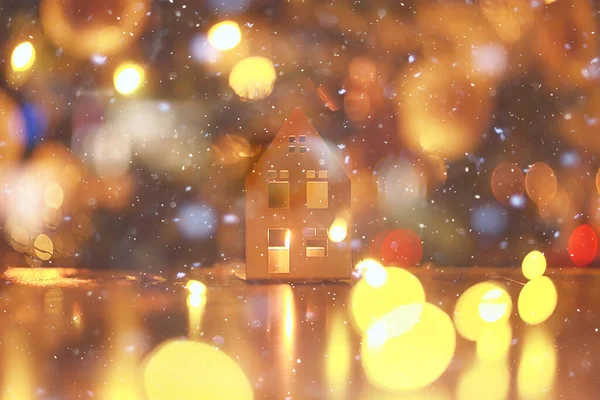 Weihnachten Dekoration Abend Haus Lichter Hintergrund Abstrakt Urlaub Dekor — Stockfoto