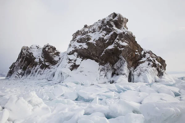 Olkhon Eiland Baikal Winter Landschap Rusland Winter Seizoen Uitzicht Meer — Stockfoto