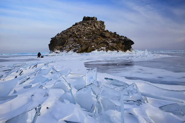 Olkhon Adası Baykal Kış Manzarası Rusya Kış Sezonu Baykal Gölü — Stok fotoğraf