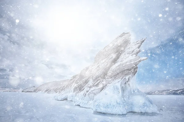 Olkhon Ostrov Bajkal Zimní Krajina Rusko Zimní Sezóna Pohled Jezero — Stock fotografie