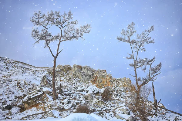 Zimní Krajina Olkhon Ostrov Jezero Bajkal Cestování Rusko — Stock fotografie
