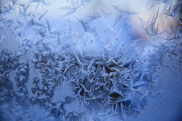 Mróz Wzory Szybie Okna Abstrakcyjne Tło Zima Rime Śnieg — Zdjęcie stockowe