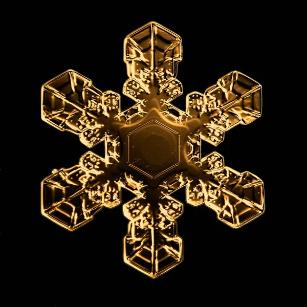 Snowflake Isolated Black Background Natural Photo Crystal Winter Design — Stock Photo, Image