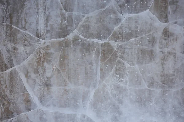 Tekstur Retak Baikal Abstrak Latar Belakang Musim Dingin Transparan Biru — Stok Foto