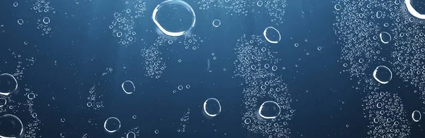 Luchtbellen Onderwater Blauwe Achtergrond Oceaan Diepte Duiken — Stockfoto