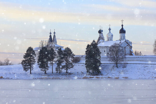 ландшафтный монастырь зима Вологда Ферапонтово Кириллов, Русский Север