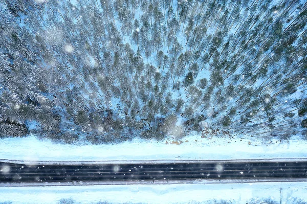 冬季道路顶部景观 霜冻森林景观室外景观 — 图库照片