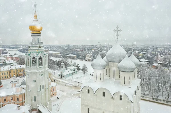 Catedrala Vologda Peisaj Iarnă Vedere Aeriană Dronă — Fotografie, imagine de stoc