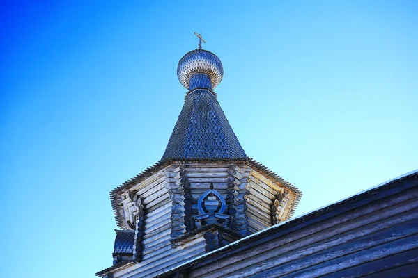 Деревянная Церковь Севере России Пейзаж Зимой Архитектура Историческая Религия Христианство — стоковое фото