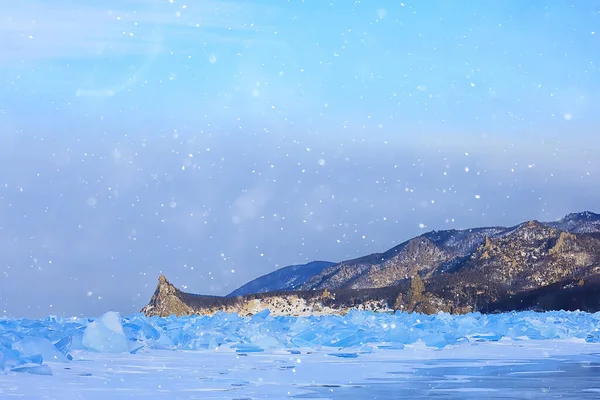 Olkhon Isola Baikal Paesaggio Invernale Russia Vista Stagione Invernale Lago — Foto Stock