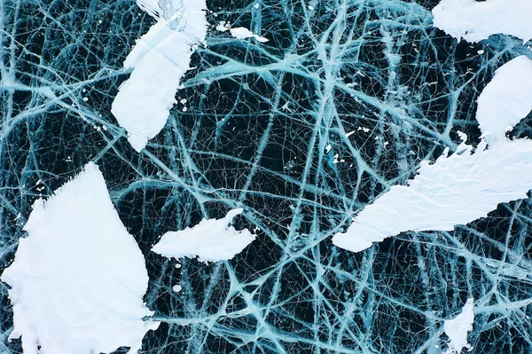 Textuur Ijs Top Uitzicht Scheuren Transparante Abstracte Achtergrond Winter — Stockfoto